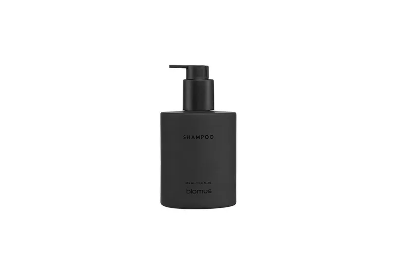 Seifenspender Glasflasche Shampoo -KIREI- Duschgelflasche: Organzier aus Glas, (Glasflasche), Stilvolle Glasflasche, Nachhaltig, inkl. Wandhalterung, Organizer von Blomus in Schwarz – Produktfoto