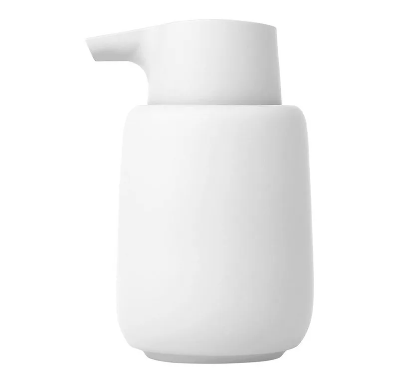 Seifenspender -SONO- Eleganter Dosierspender: Minimalistisches Design, Soft-Touch, 250ml Fassungsvermögen, Langlebig, Pflegeleicht, Modern, Kompakt de Blomus en Weiß – photo du produit