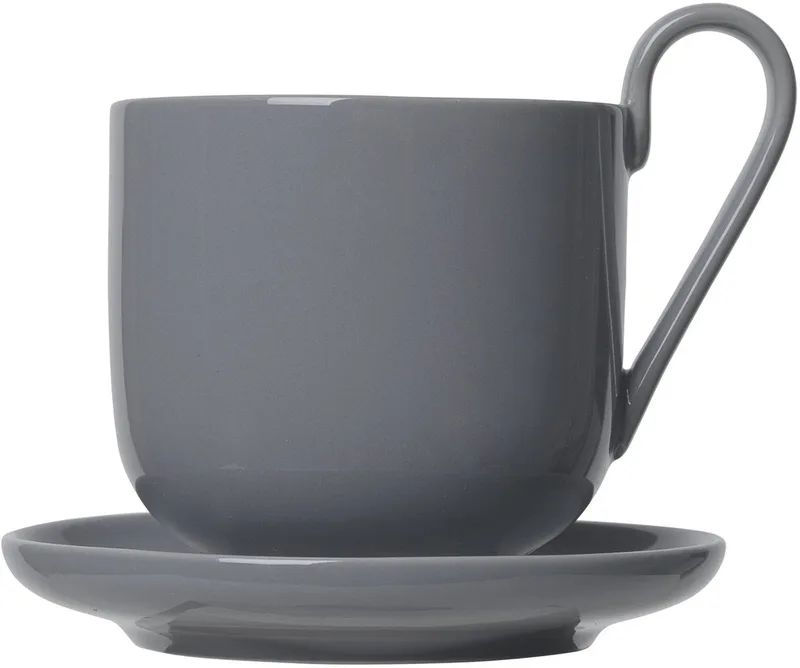 Set van 2 Mokken met Schotels, Elegant 290 ml, Vaatwasmachinebestendig by Blomus in Grey – product photo
