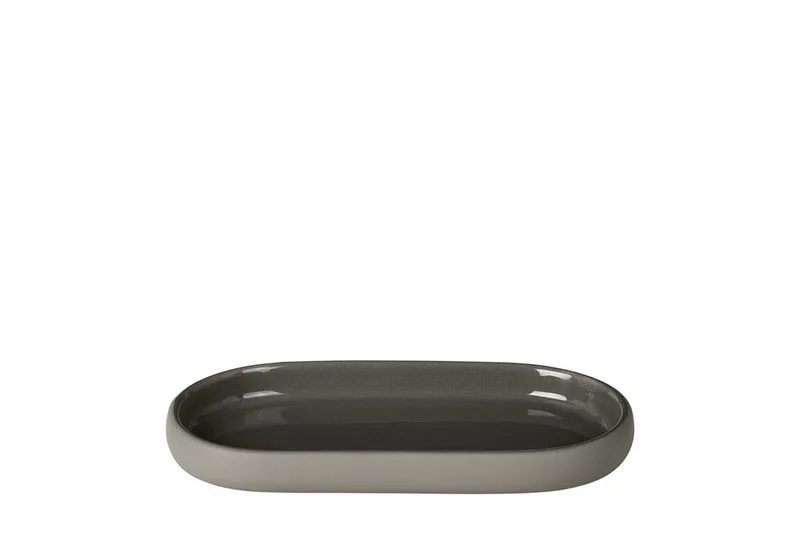 Tablett -SONO- Ablageschale: Hochwertige Keramik mit Soft-Touch-Oberfläche, Keramik, Keramik, Silikon, Soft-Touch-Oberfläche, Innen glasiert, Pflegeleicht by Blomus in Braun – product photo