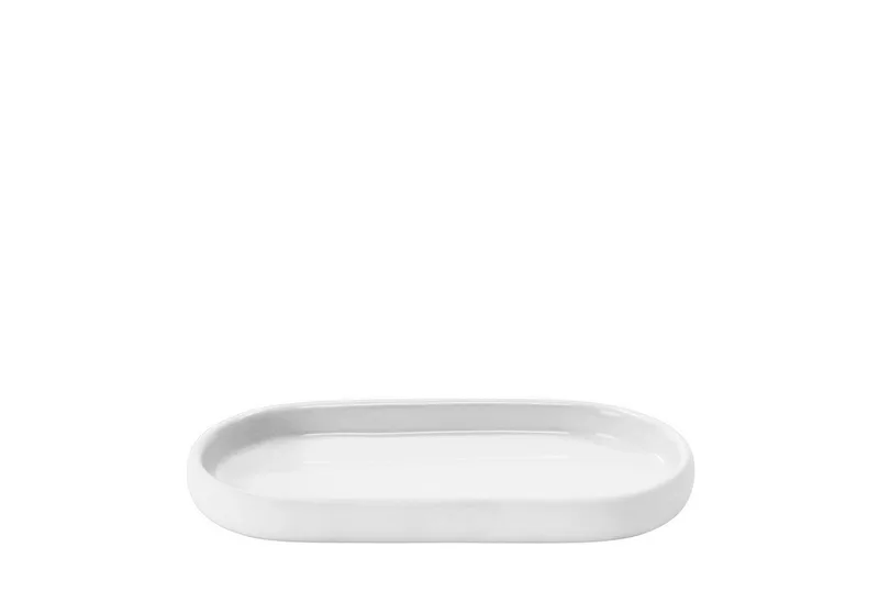 Tablett -SONO- Ablageschale: Hochwertige Keramik mit Soft-Touch-Oberfläche, Keramik, Keramik, Silikon, Soft-Touch-Oberfläche, Innen glasiert, Pflegeleicht by Blomus in Weiß – product photo
