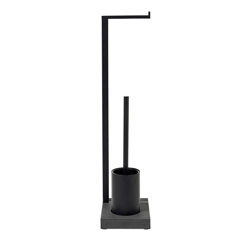 Toilettenpapierhalter MENOTO Toilettenbutler WCRollenhalter WCBürste Stahl pulverbeschichtet by Blomus in Schwarz – product photo