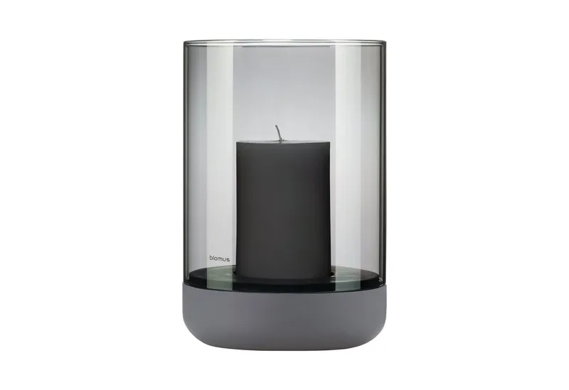 Windlicht -CALMA- Glas Kerzenhalter, Stimmungslicht: modernes Deko-Design (1 St., SIZE L), Exklusive Betonoptik, Handgefertigt, Verschiedene Größen & Farben van Blomus in Grau – productfoto