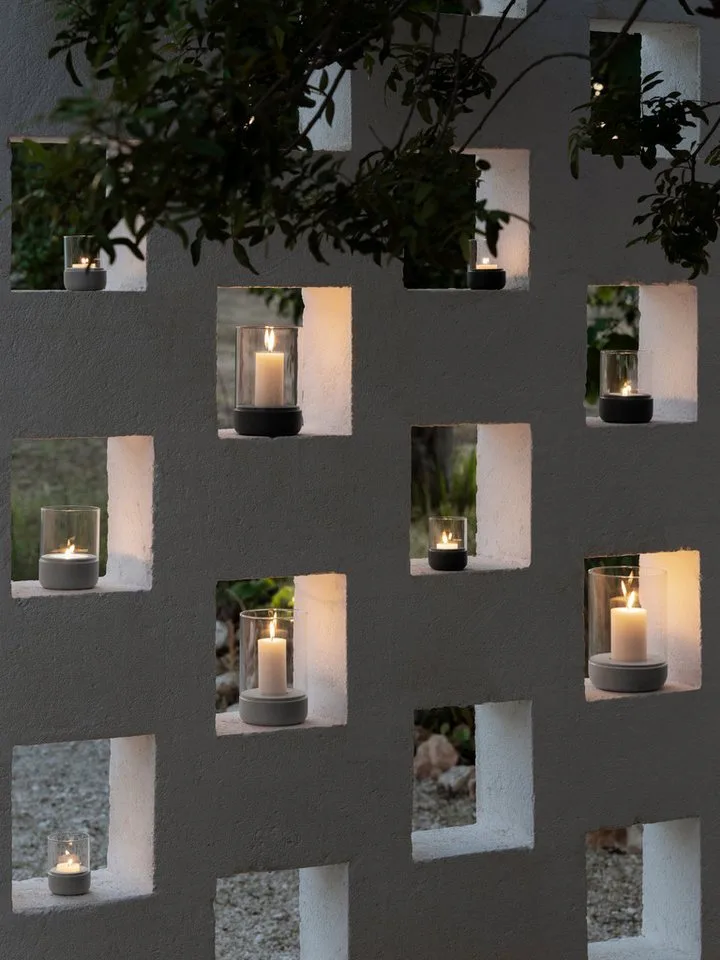 Windlicht -CALMA- Glas Kerzenhalter, Stimmungslicht: modernes Deko-Design (1 St), Exklusive Betonoptik, Handgefertigt, Verschiedene Größen & Farben by Blomus in Grey – product photo 5 of 5