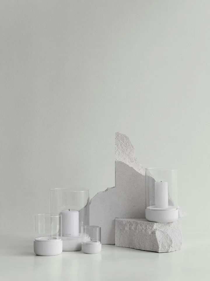 Windlicht -CALMA- Glas Kerzenhalter, Stimmungslicht: modernes Deko-Design (1 St., SIZE S), Exklusive Betonoptik, Handgefertigt, Verschiedene Größen & Farben by Blomus in White – product photo 2 of 2