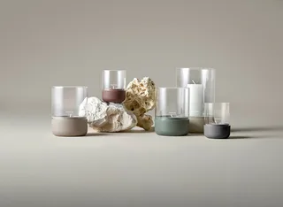 Windlicht -CALMA- Glas Kerzenhalter, Stimmungslicht: modernes Deko-Design (1 St), Exklusive Betonoptik, Handgefertigt, Verschiedene Größen & Farben by Blomus in Grey – product photo 3 of 3