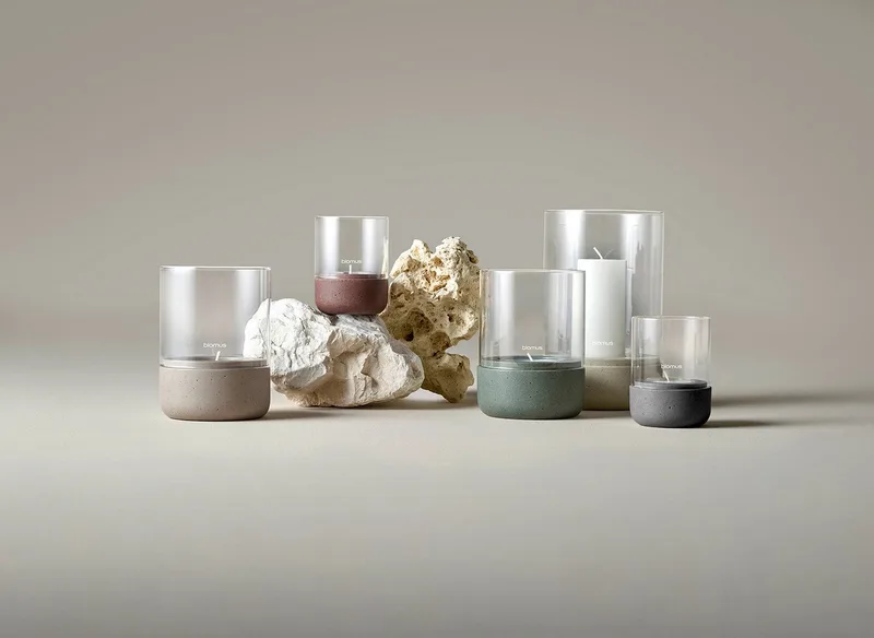 Windlicht -CALMA- Glas Kerzenhalter, Stimmungslicht: modernes Deko-Design (1 St), Exklusive Betonoptik, Handgefertigt, Verschiedene Größen & Farben by Blomus in Grey – product photo 3 of 3