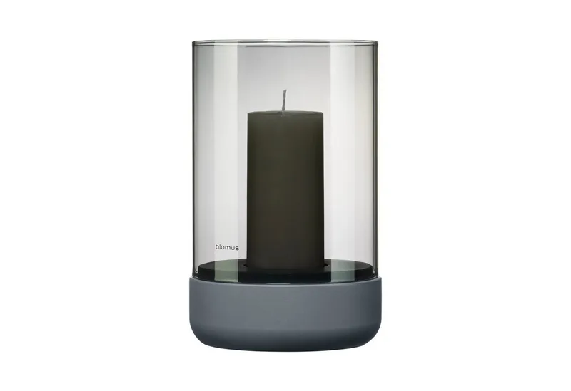Windlicht -CALMA- Glas Kerzenhalter, Stimmungslicht: modernes Deko-Design (1 St., SIZE M), Exklusive Betonoptik, Handgefertigt, Verschiedene Größen & Farben van Blomus in Grau – productfoto