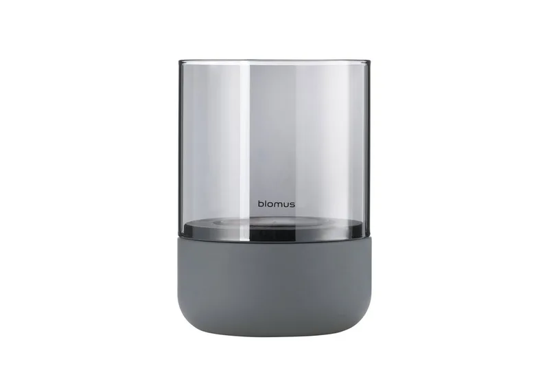 Windlicht -CALMA- Glas Kerzenhalter, Stimmungslicht: modernes Deko-Design (1 St., SIZE S), Exklusive Betonoptik, Handgefertigt, Verschiedene Größen & Farben by Blomus in Grau – product photo