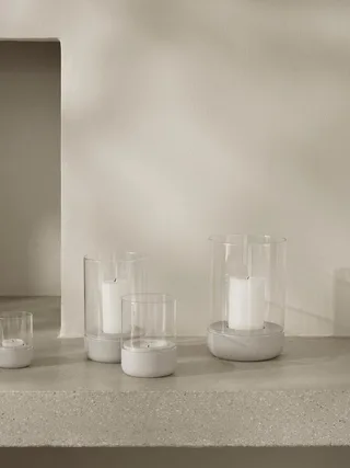 Windlicht -CALMA- Glas Kerzenhalter, Stimmungslicht: modernes Deko-Design (1 St), Exklusive Betonoptik, Handgefertigt, Verschiedene Größen & Farben by Blomus in Grey – product photo 3 of 5