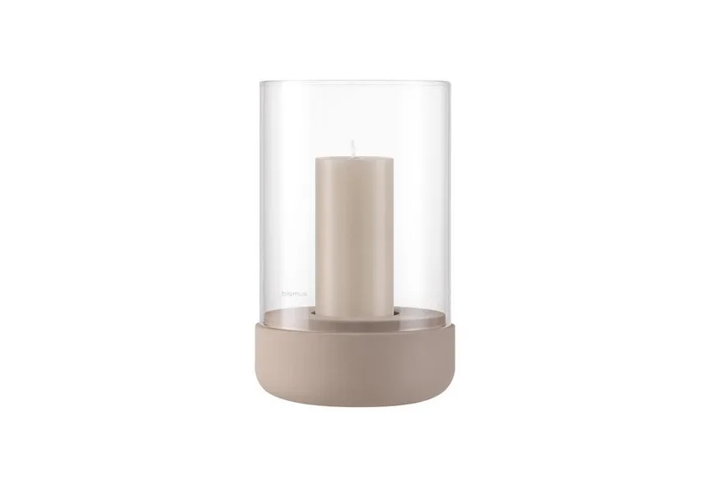 Windlicht -CALMA- Glas Kerzenhalter, Stimmungslicht: modernes Deko-Design (1 St., SIZE M), Exklusive Betonoptik, Handgefertigt, Verschiedene Größen & Farben van Blomus in Braun – productfoto
