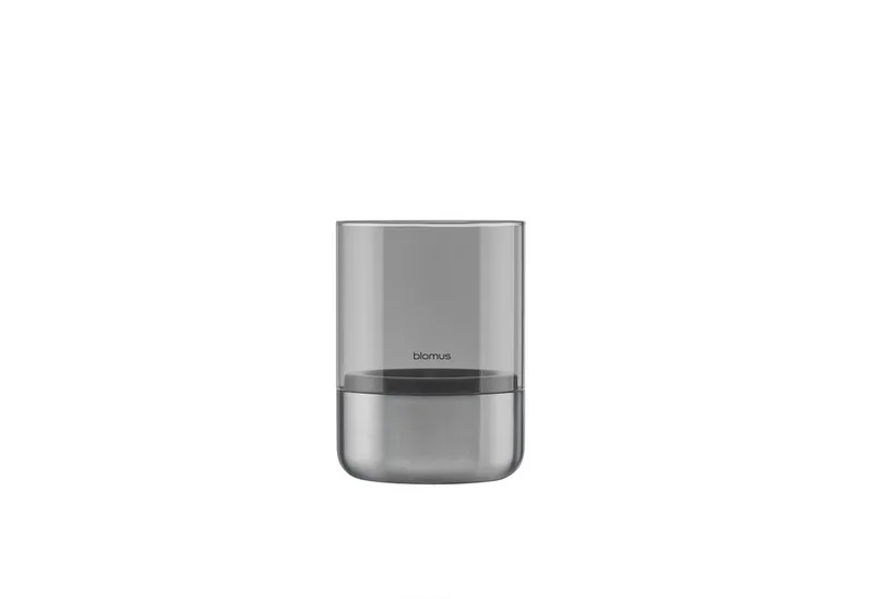 Windlicht -CALMA- Kerzenhalter, Stimmungslicht: Design Edelstahloptik matt (1 St., 2er Set bei XS-Version), Glas/Edelstahl Kombination von Blomus in Silberfarben – Produktfoto