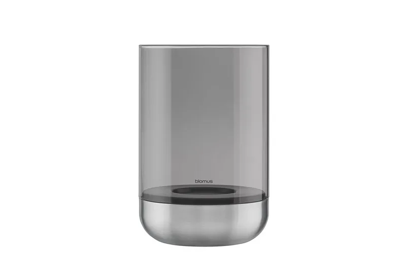 Windlicht -CALMA- Kerzenhalter, Stimmungslicht: Design Edelstahloptik matt (1 St., 2er Set bei XS-Version), Glas/Edelstahl Kombination by Blomus in Silberfarben – product photo