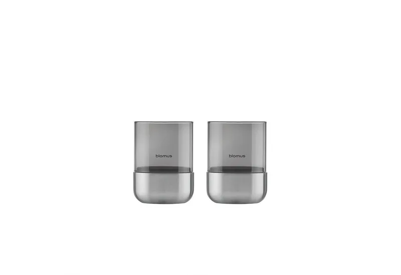 Windlicht -CALMA- Kerzenhalter, Stimmungslicht: Design Edelstahloptik matt (2 St., 2er Set bei XS-Version), Glas/Edelstahl Kombination van Blomus in Silberfarben – productfoto