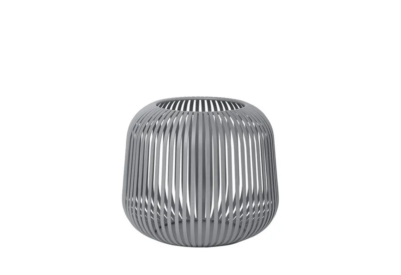 Windlicht -LITO- Laterne, Windlicht, Kerzenhalter: Modernes Design (SIZE S, 1 St), pulverbeschichtete Stahlstreben von Blomus in Grau – Produktfoto