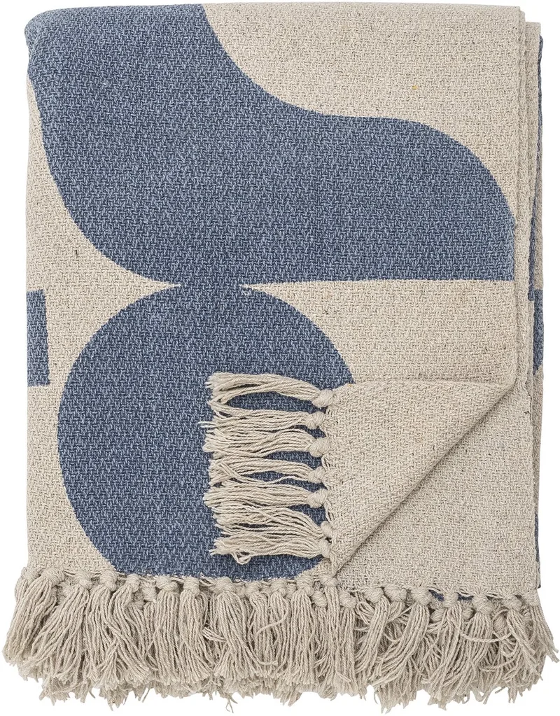 Agno Plaid - Gerecycled Katoen by Bloomingville in Blauw – product photo
