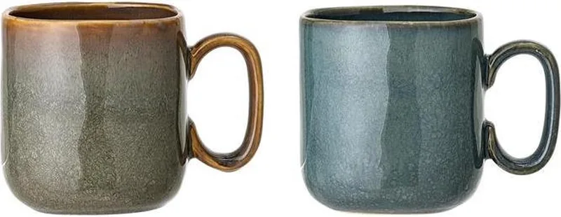 Aime Mok Stoneware L9xH10xB9 cm, 2 Ass Br Gr by Bloomingville in Blauw,Bruin – product photo