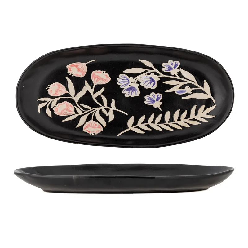 Amberly Serviertablett, Schwarz, Steingut, 41x4x19,5 cm fra Bloomingville – produktbillede