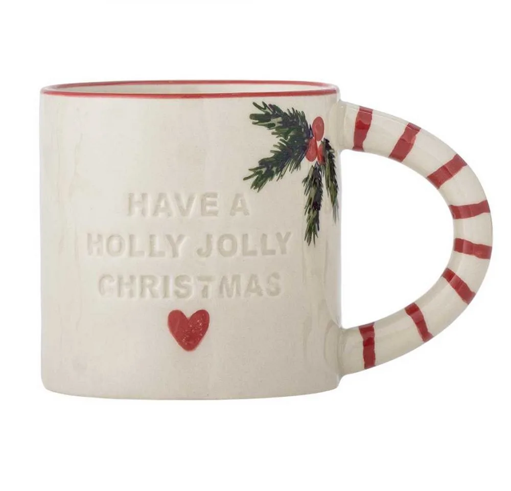 Becher Bloomingville Becher JOVIDA Weihnachtsbecher mit HERZ und Tannenzweig by Bloomingville – product photo