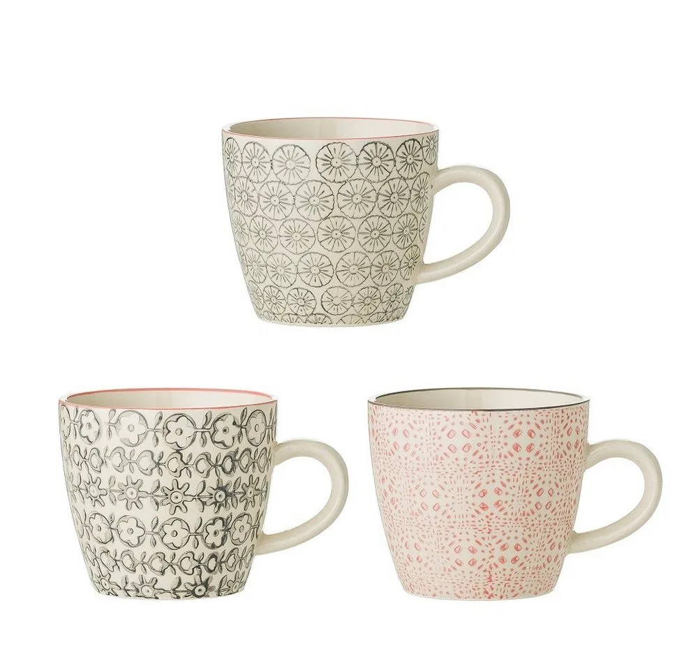 Becher Bloomingville Cécile Tasse 220 ml Rose Steingut 3er Set, Steingut von Bloomingville in Rosa – Produktfoto