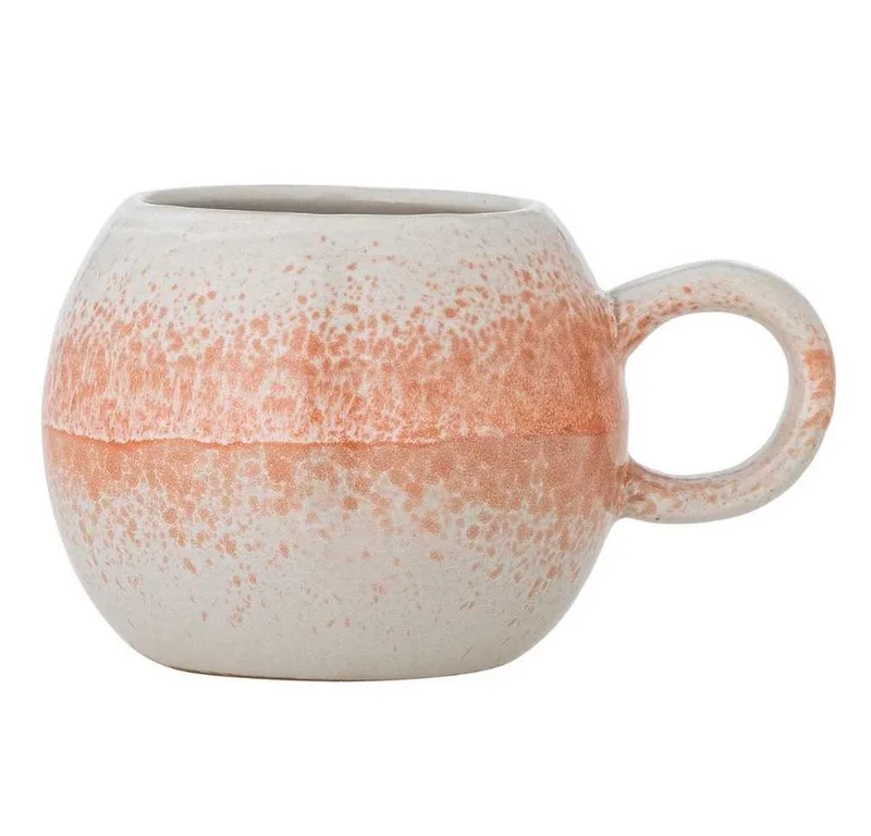 Becher Bloomingville JUMBO Becher PAULA Orange Weiß mit Henkel van Bloomingville – productfoto