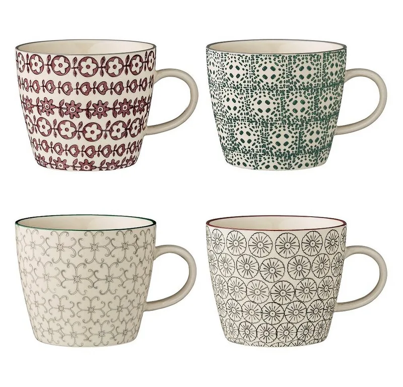 Becher Bloomingville Karine Becher 300 ml Grün Steingut 4er Set, Steingut by Bloomingville in Bunt – product photo