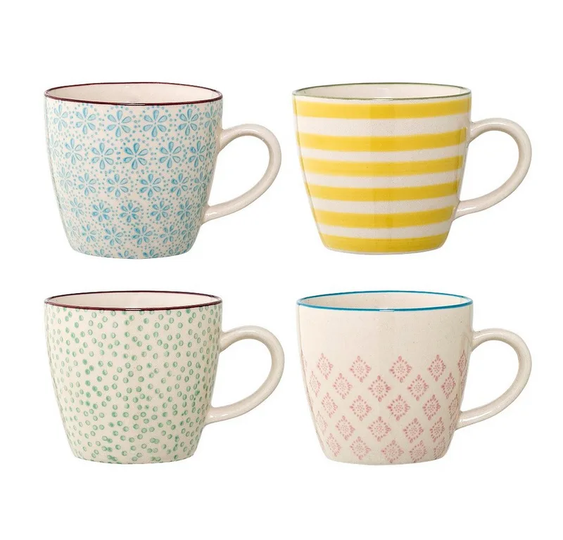 Becher Bloomingville Patrizia Becher Yellow Steingut 4er Set, Steingut de Bloomingville en Bunt – photo du produit