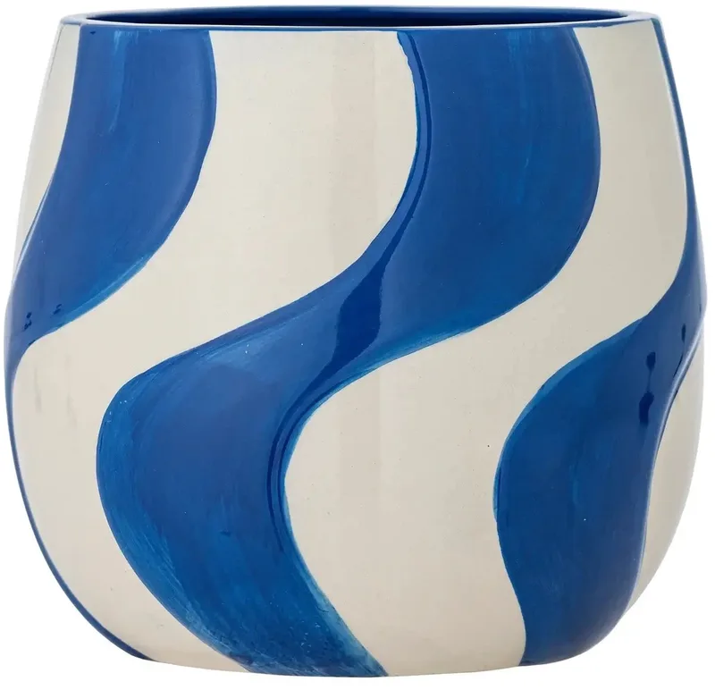 Bloempot aardewerk blauw Romy 20cm de Bloomingville en [gid://shopify/Metaobject/303390916943,gid://shopify/Metaobject/363996709199] – photo du produit