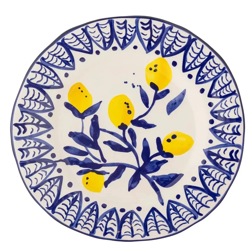 Bord aardewerk blauw maxima 27cm de Bloomingville en [gid://shopify/Metaobject/303390916943,gid://shopify/Metaobject/307232571727] – photo du produit