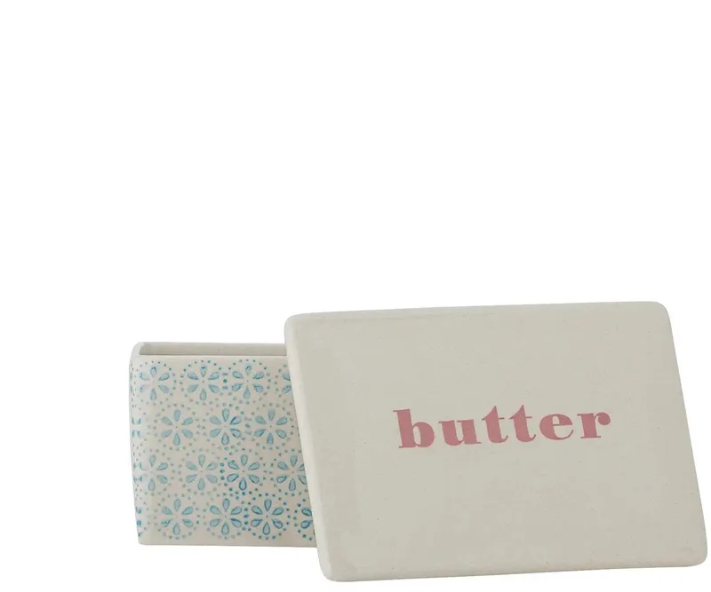 Botervloot aardewerk blauw Patrizia by Bloomingville in Wit – product photo