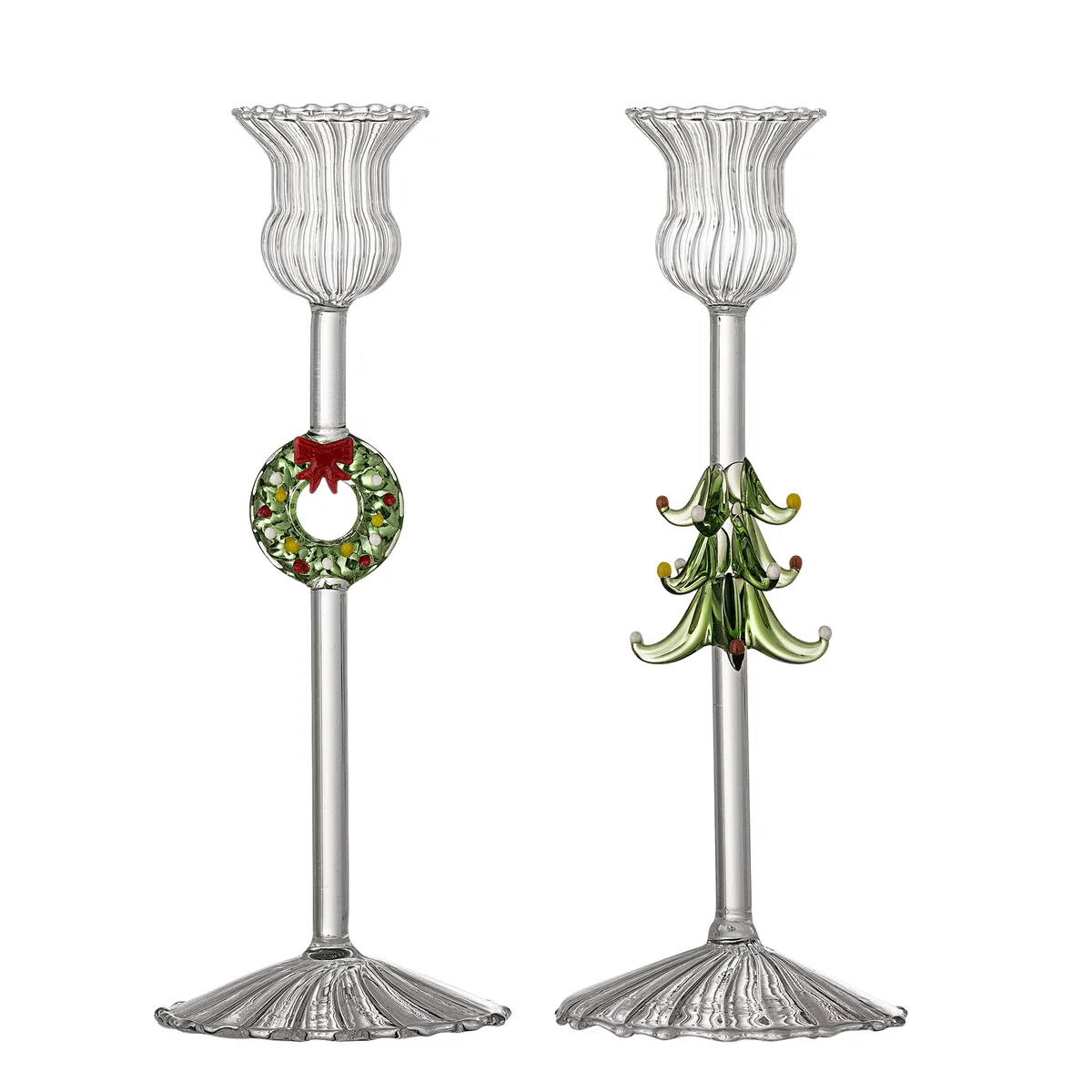 Branton Lysestage, Klar, Glas, D8xH21 cm, Set of 2 van Bloomingville – productfoto
