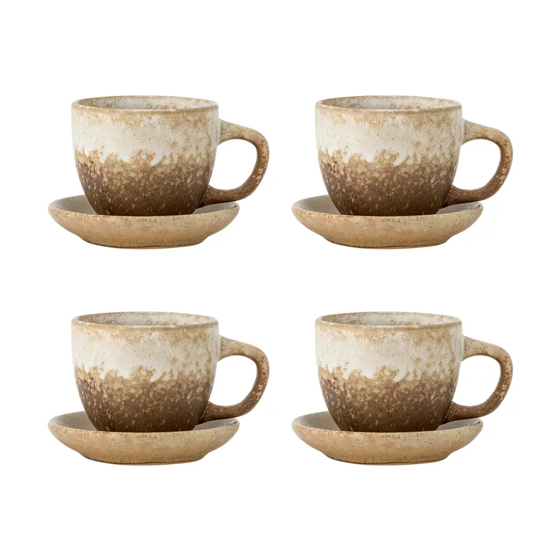 Brenta Tasse mit Untertasse 4-teilig Natur från Bloomingville – produktbild 1 av 5