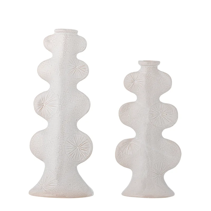 Cason Kerzenhalter, Weiß, Steingut, 2er-Set, Home Decor van Bloomingville – productfoto