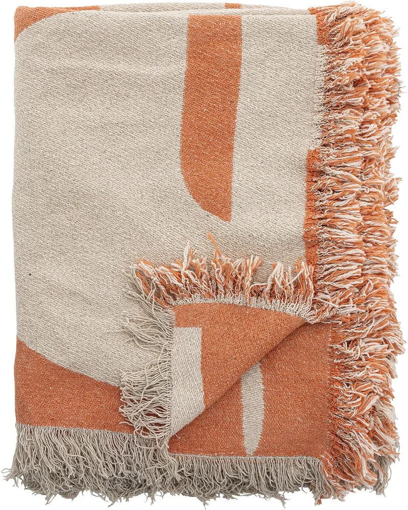 Caya Plaid - Gerecycleerd Katoen by Bloomingville in Oranje – product photo