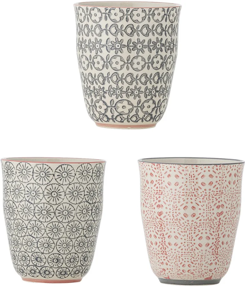 Cécile bekers met dessin – set van 3 – 300 ml van Bloomingville in Meerkleurig – productfoto