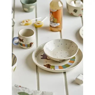 Charlie Geschirrset 3-teilig Blau-weiß by Bloomingville – product photo 2 of 2