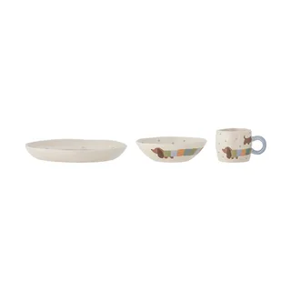 Charlie Geschirrset 3-teilig Blau-weiß by Bloomingville – product photo 1 of 2