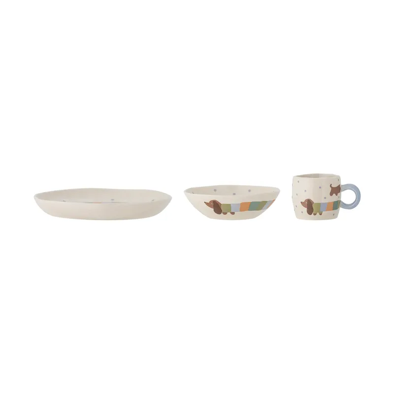 Charlie Geschirrset 3-teilig Blau-weiß by Bloomingville – product photo 1 of 2