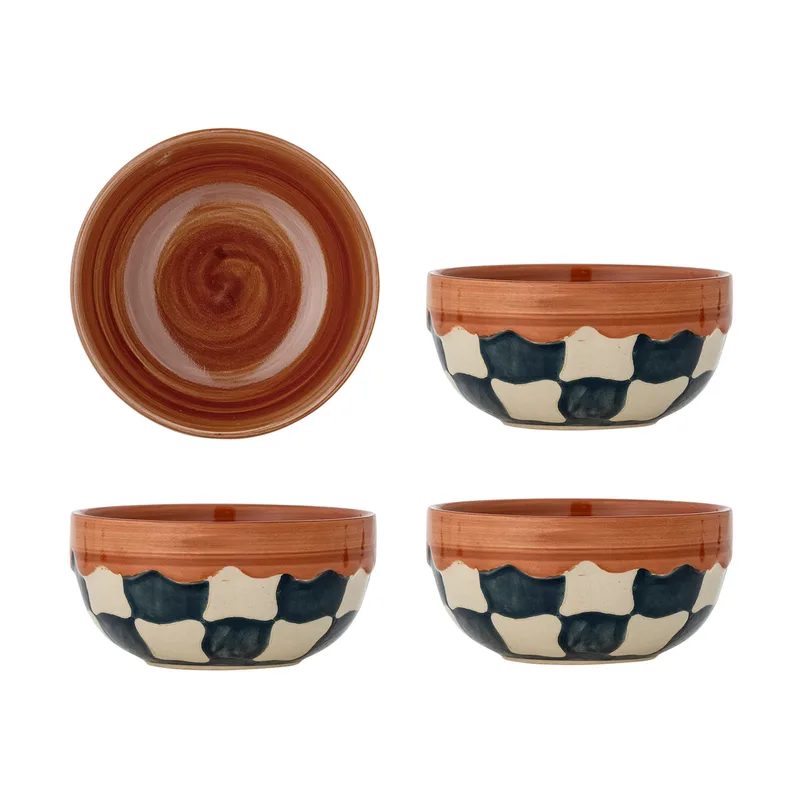Check Schale 4-pack Ø14 cm Blau van Bloomingville – productfoto