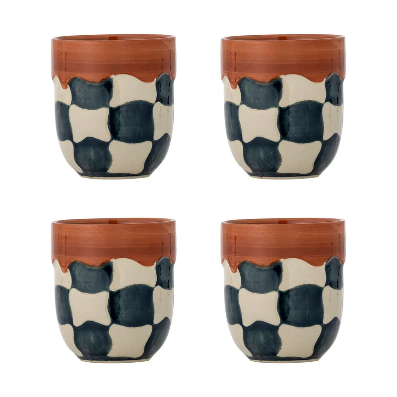 Check Tasse 4-teilig Blau by Bloomingville – product photo
