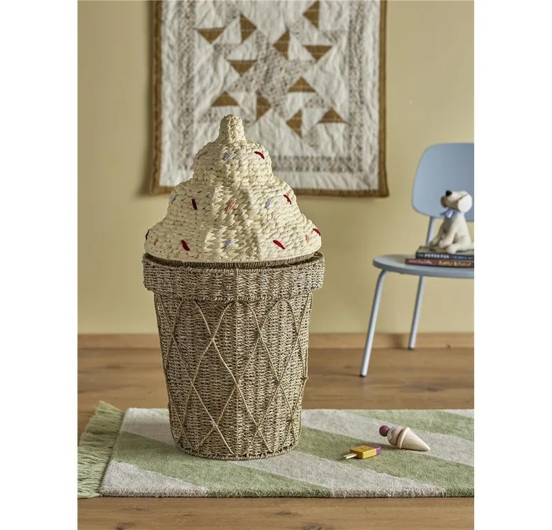 Cillie Verwahrungskorb mit Deckel Ø40 cm Nature ice cream by Bloomingville – product photo 4 of 5