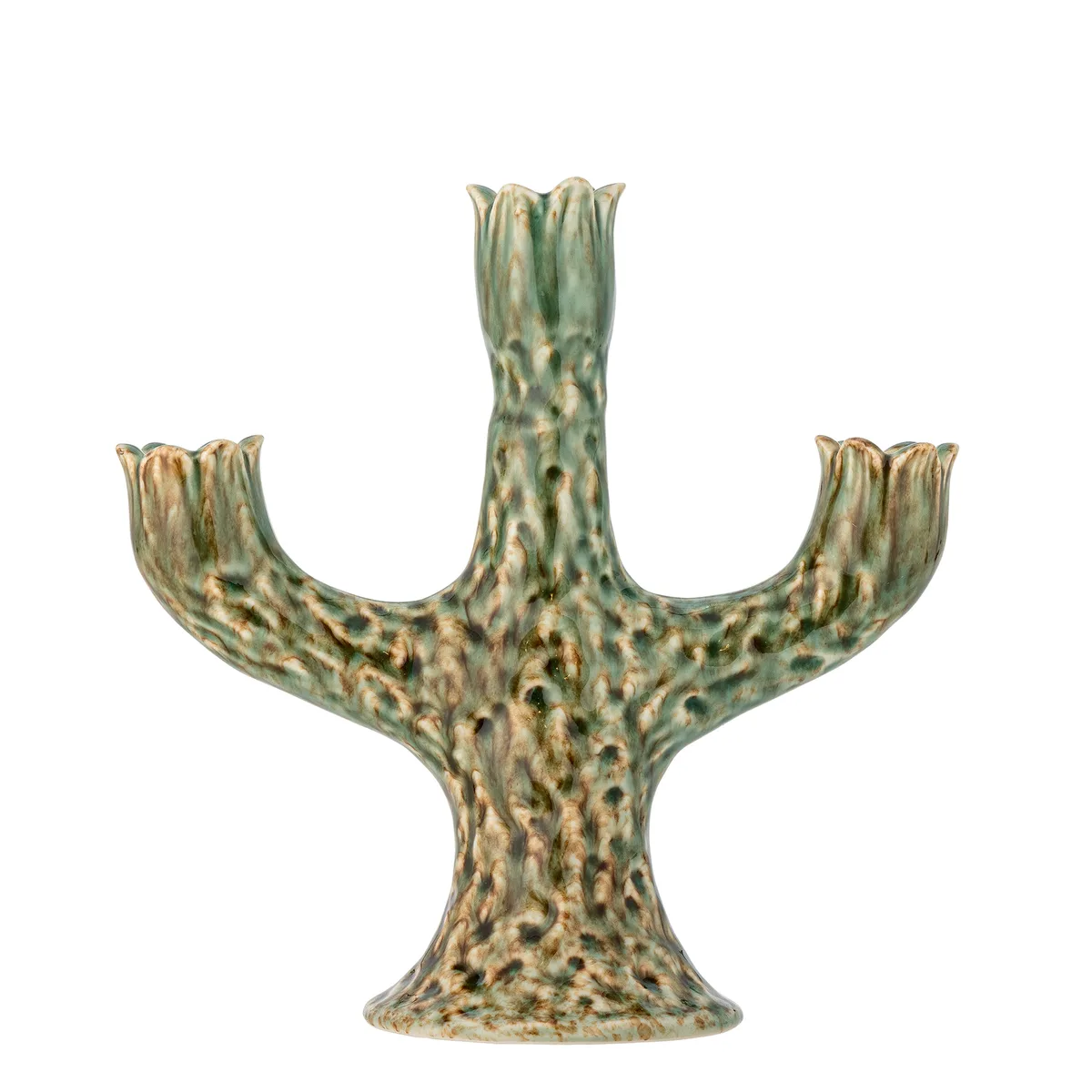 Cyrill Lysestage, Grøn, Stentøj, L21xH21xW10 cm de Bloomingville – photo du produit