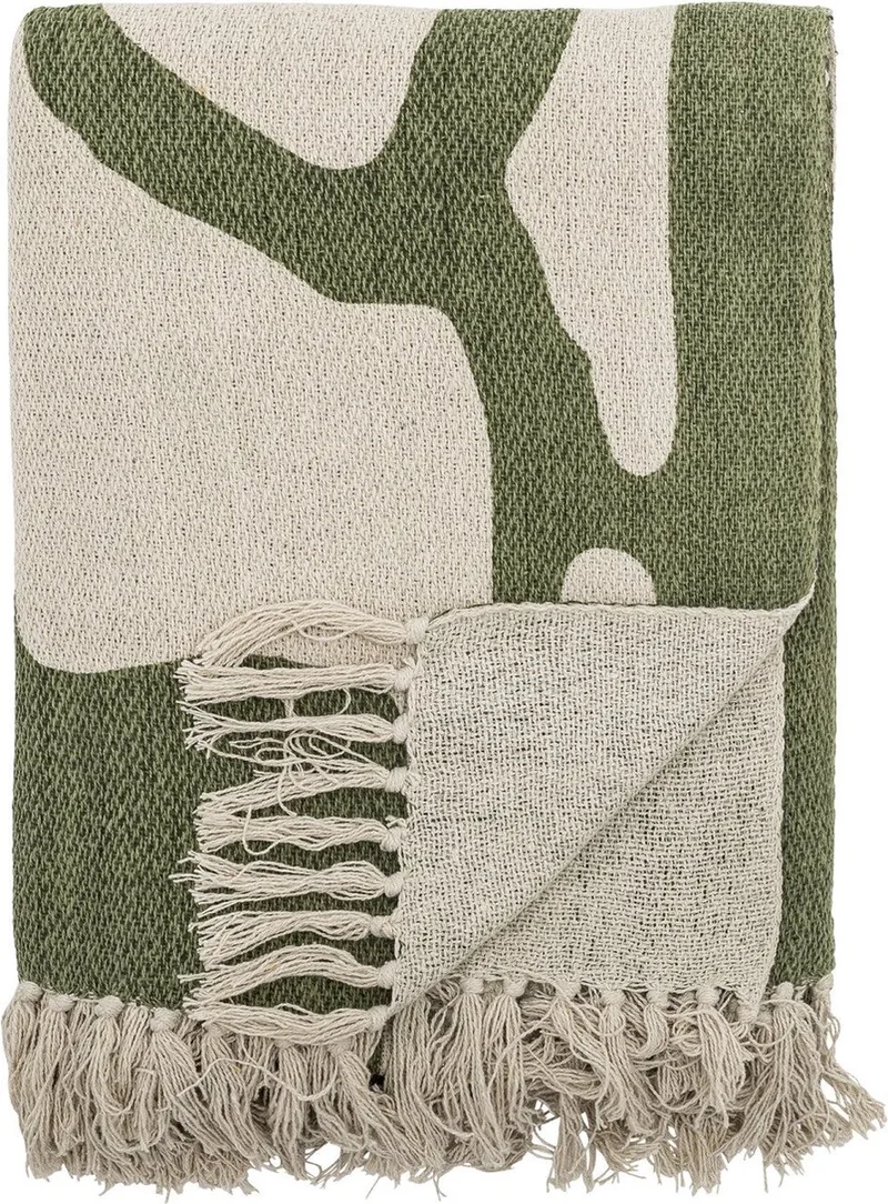 Dalmine plaid, groen, gerecycled katoen de Bloomingville en [gid://shopify/Metaobject/303100625231] – photo du produit