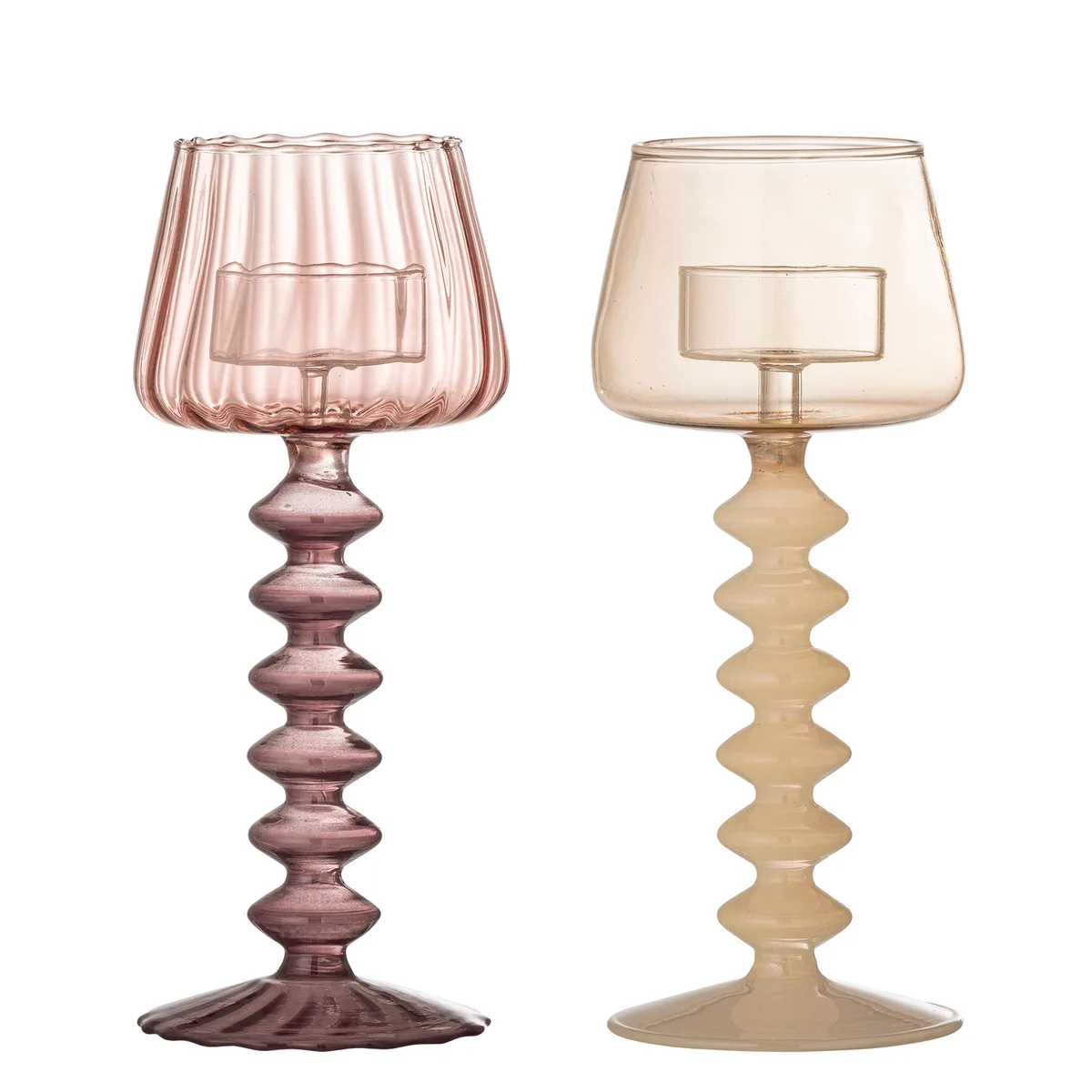 Daze Fyrfadsstage, Rosa, Glas, D8xH20,5 cm, Set of 2 de Bloomingville – photo du produit