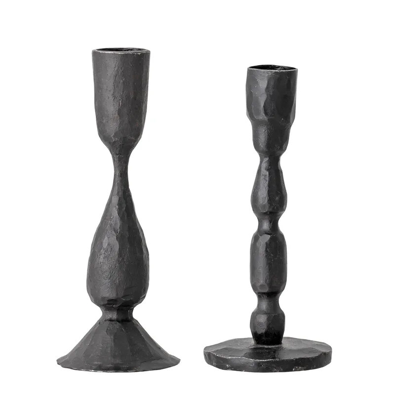 Deja Kerzenhalter, Schwarz, Metall, 2er-Set, D6,5xH15/D6xH16 cm van Bloomingville – productfoto