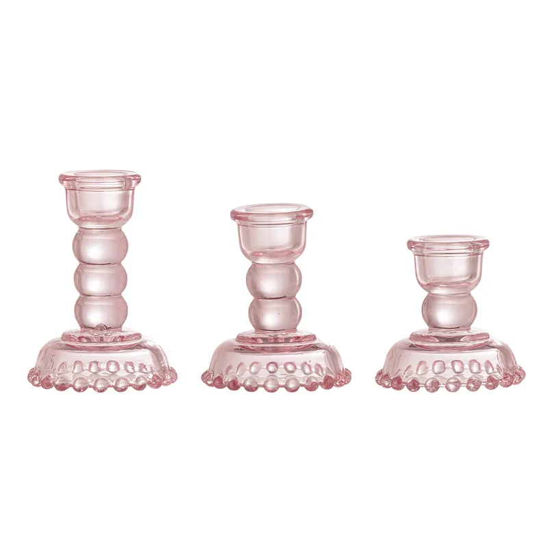 Delphia Kerzenhalter - rosa Glas 3er-Set für Wohnzimmer van Bloomingville – productfoto