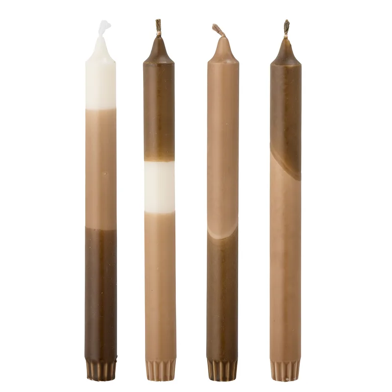 Dip Dye Kerze, 4er-Set, Paraffin, braun, 2xH25 cm van Bloomingville – productfoto