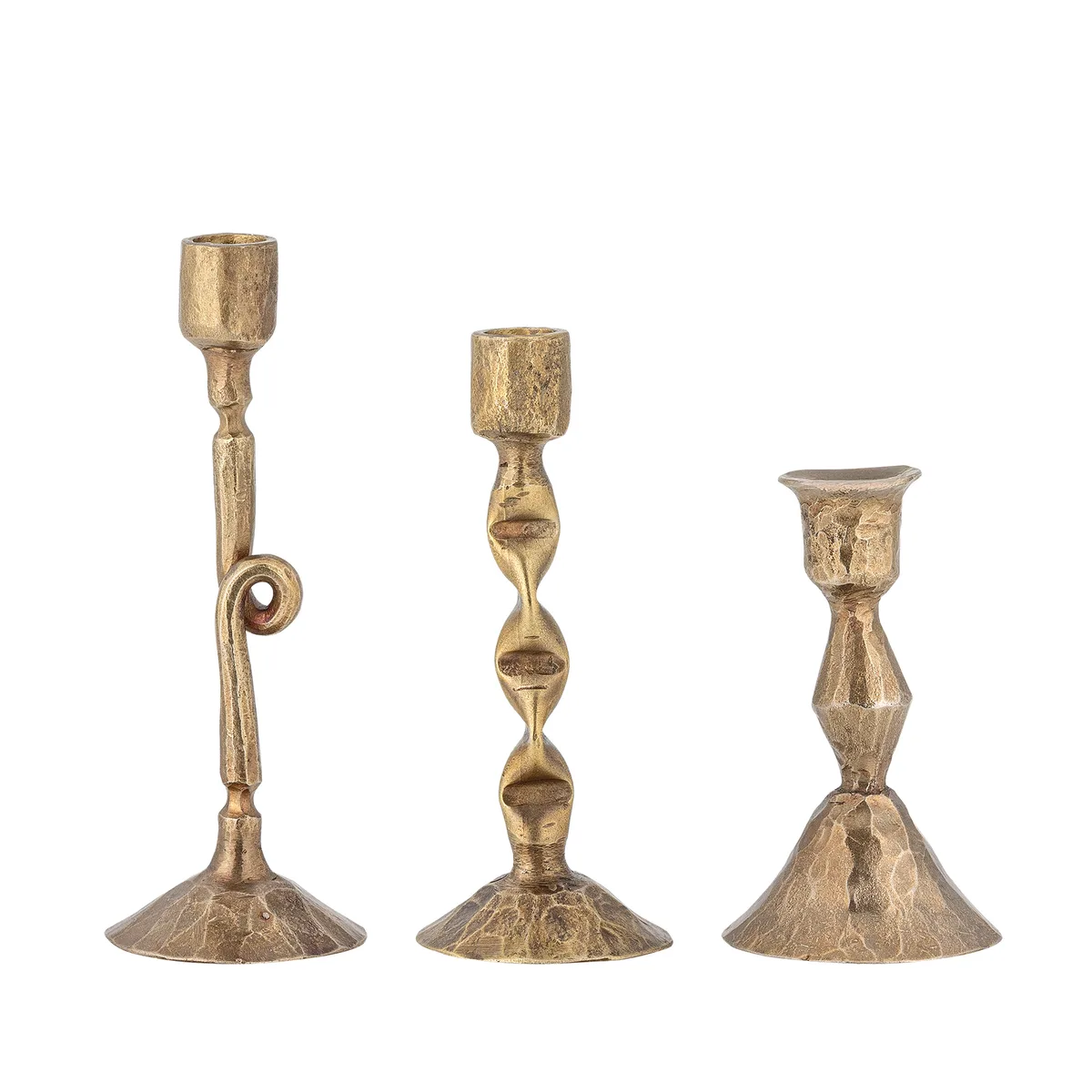 Efsa Lysestage, Brass, Metal, H8xW5/H11xW4,5/H13xW5 cm, Set of 3 de Bloomingville – photo du produit