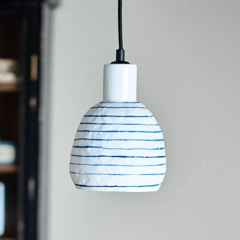 Elga hanglamp, wit/blauw, Ø 15 cm, keramiek - Bloomingville - Keuken - 1 lamp by Bloomingville – product photo