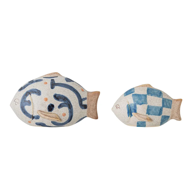 Eviaya Dekofigur - blaues Steinzeug 2er-Set für Home Decor van Bloomingville – productfoto